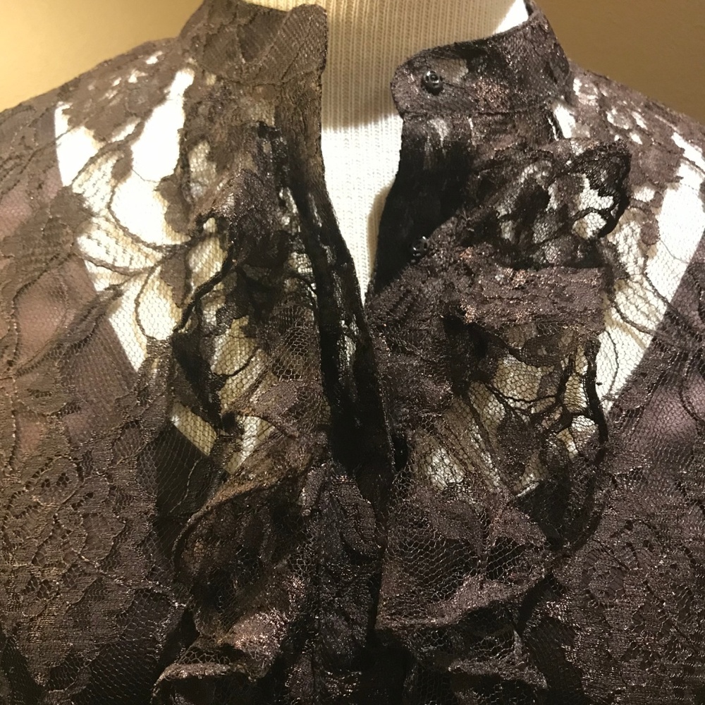 Jones New York Collection Brown Lace Top